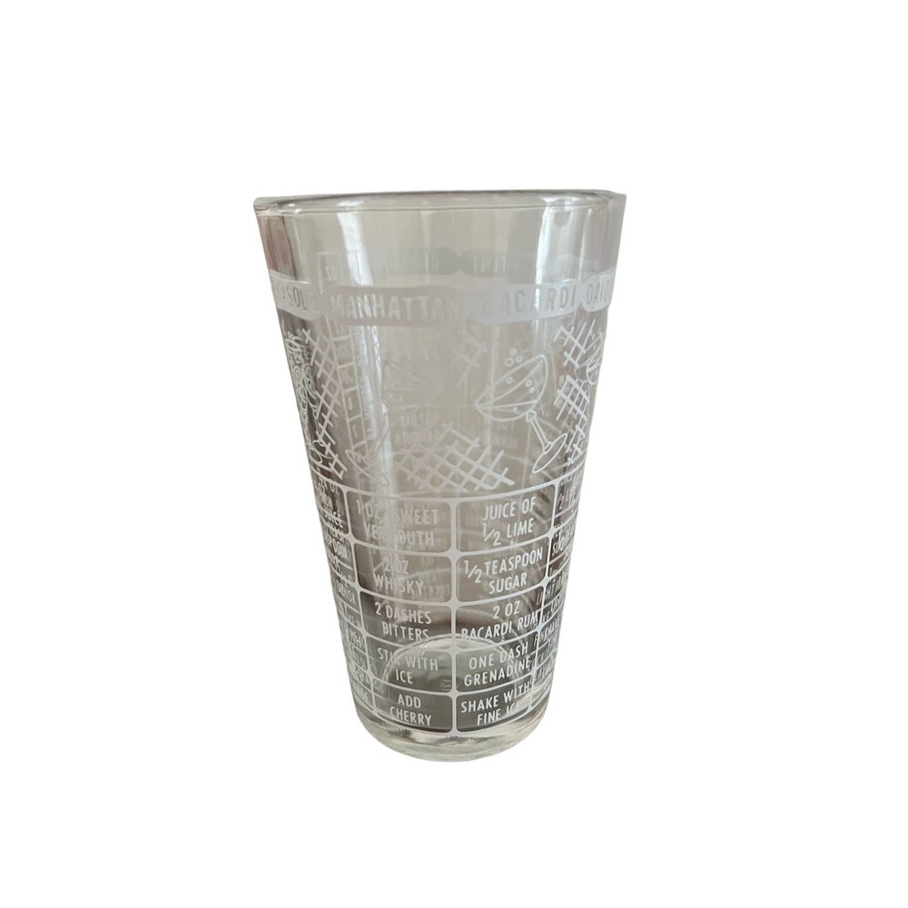 Vintage MCM Federal Pint Measuring Glass Drink Recipes Barware Cocktail Shaker